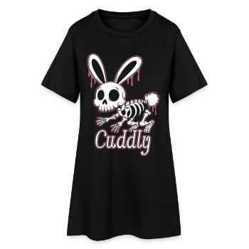 Bone Bunny Cuddly Halloween Rabbit - Women’s T-Shirt Dress - black - Front