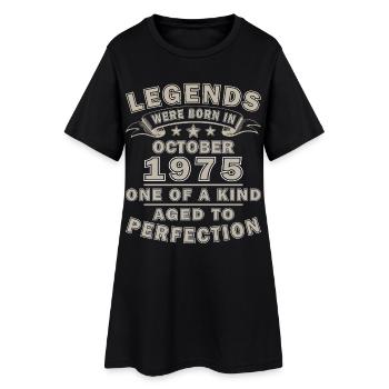 50ème Anniversaire Original Octobre Millésime 1975 - Robe T-shirt Femme - noir - Devant