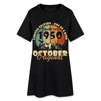 Octobre 1950 Vinatge Rétro Cadeau d’anniversaire - Robe T-shirt Femme - noir - Devant