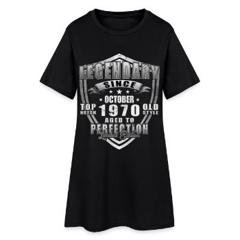 Octobre 1970 Vinatge Rétro Cadeau d’Anniversaire - Robe T-shirt Femme - noir - Devant