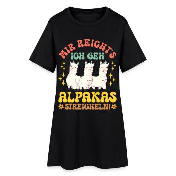 Alpaka Fan MIR REICHT'S GEH ALPAKAS STREICHELN - Frauen T-Shirt-Kleid - Schwarz - Vorne