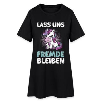 Mallorca LASS UNS FREMDE BLEIBEN Lustiges - Frauen T-Shirt-Kleid - Schwarz - Vorne