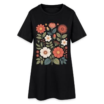 Botanique Diversité Fleur Jardin Prairie Nature - Robe T-shirt Femme - noir - Devant