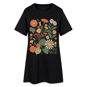 Fleurs Vintage Fleurs Sauvages Nature - Robe T-shirt Femme - noir - Devant