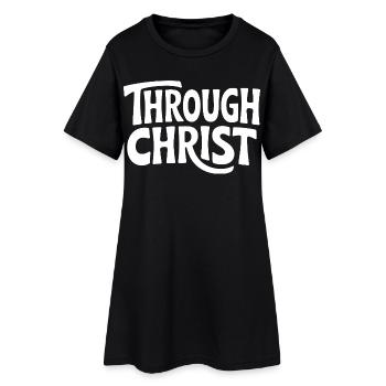 Par le Christ Jésus Chrétiens Foi - Robe T-shirt Femme - noir - Devant