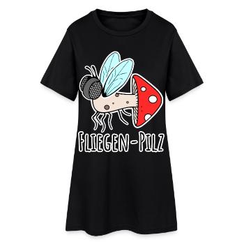 Fliegenpilz - Halb Fliege halb Pilz - Frauen T-Shirt-Kleid - Schwarz - Vorne