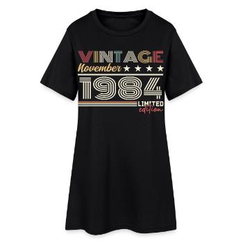 November 1984 - Frauen T-Shirt-Kleid - Schwarz - Vorne