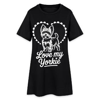 Yorkie Love motif coeur - Robe T-shirt Femme - noir - Devant