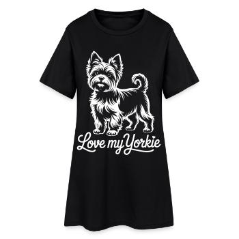 Yorkie Love Motif Dog - Women’s T-Shirt Dress - black - Front