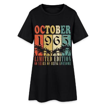 60ème Anniversaire - Millésime - Octobre 1965 - Robe T-shirt Femme - noir - Devant