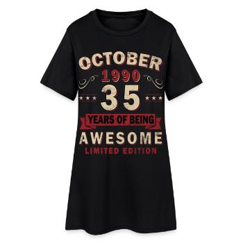 35th Birthday Gift Vintage Car October 1990 - Women’s T-Shirt Dress - black - Front