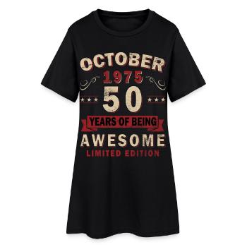 Cadeau 50ème anniversaire Voiture Ancienne Octobre 1975 - Robe T-shirt Femme - noir - Devant