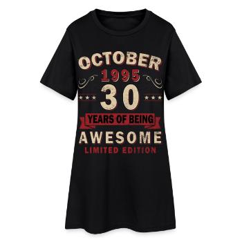 Cadeau 30ème anniversaire Voiture Ancienne Octobre 1995 - Robe T-shirt Femme - noir - Devant