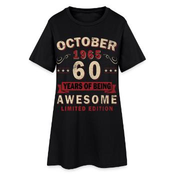 Cadeau 60ème anniversaire Voiture Ancienne Octobre 1965 - Robe T-shirt Femme - noir - Devant