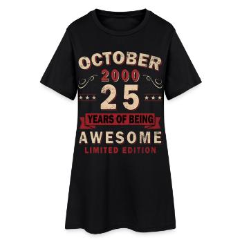 25e anniversaire Original Octobre Année 2000 - Robe T-shirt Femme - noir - Devant