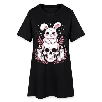 Lapin Goth Kawaii Pastel - Robe T-shirt Femme - noir - Devant