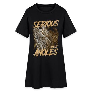 Ernsthaft über den kubanischen Ritter Anolis Reptilienhalter - Frauen T-Shirt-Kleid - Schwarz - Vorne