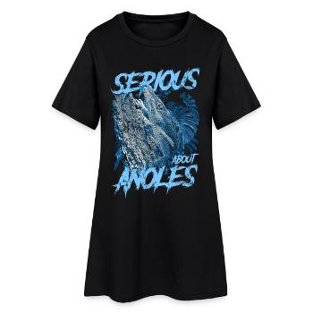 Ernsthaft über den kubanischen Ritter Anolis Reptilienhalter - Frauen T-Shirt-Kleid - Schwarz - Vorne
