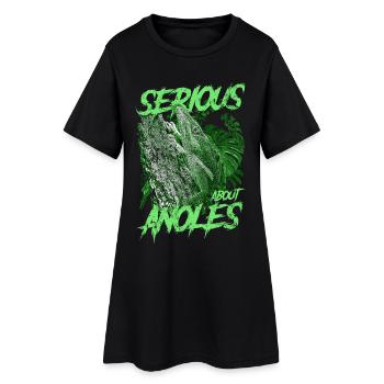 Ernsthaft über den kubanischen Ritter Anolis Reptilienhalter - Frauen T-Shirt-Kleid - Schwarz - Vorne
