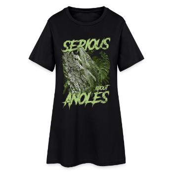 Ernsthaft über den kubanischen Ritter Anolis Reptilienhalter - Frauen T-Shirt-Kleid - Schwarz - Vorne