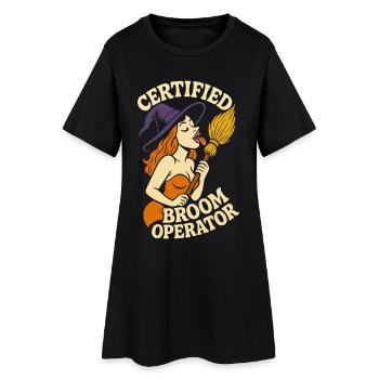 Opérateur de balai certifié Sorcière drôle Halloween - Robe T-shirt Femme - noir - Devant
