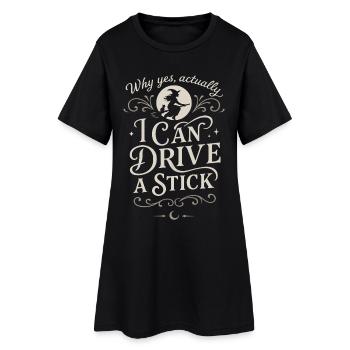 Warum Ja, eigentlich kann ich einen Stock fahren Halloween - Frauen T-Shirt-Kleid - Schwarz - Vorne