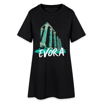 Illustration en turquoise du temple romain d’Évora - Robe T-shirt Femme - noir - Devant