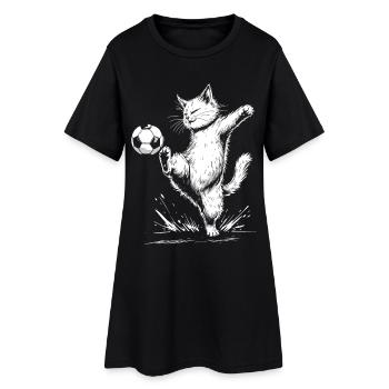 Football, Footballer, Soccer Player, Cat - Women’s T-Shirt Dress - black - Front