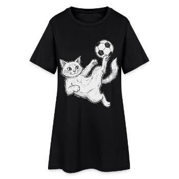 Football, Footballer, Soccer Player, Cat - Women’s T-Shirt Dress - black - Front