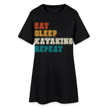 Eat Sleep Kayaking Repeat - Frauen T-Shirt-Kleid - Schwarz - Vorne