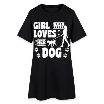 Fille qui aime les chiens - Robe T-shirt Femme - noir - Devant