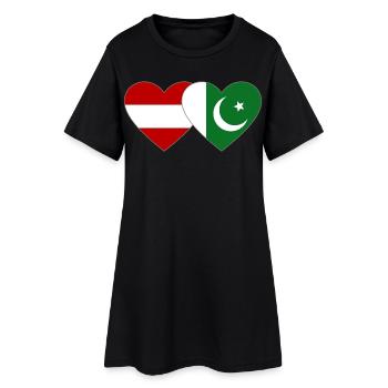 Autriche Pakistan Drapeau Coeur - Robe T-shirt Femme - noir - Devant