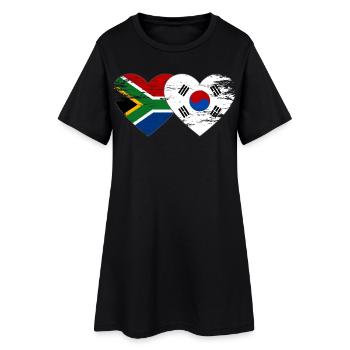 Afrique du Sud Drapeau de la Corée du Sud Coeur - Robe T-shirt Femme - noir - Devant