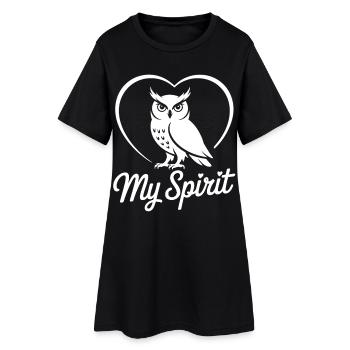 Hibou avec coeur - Robe T-shirt Femme - noir - Devant