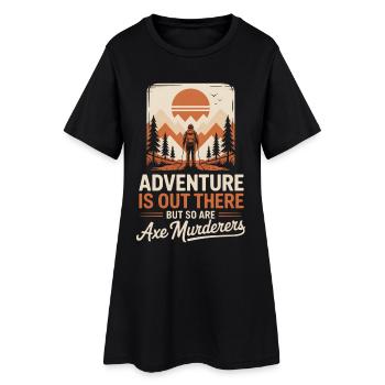Partez à l’aventure dans une nature sauvage rétro - Robe T-shirt Femme - noir - Devant