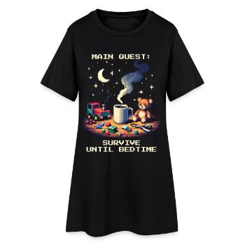 Quête principale : de la survie au coucher | Parents - Robe T-shirt Femme - noir - Devant
