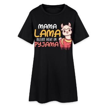MAMA LAMA RESTE EN PYJAMA AUJOURD’HUI Drôle - Robe T-shirt Femme - noir - Devant
