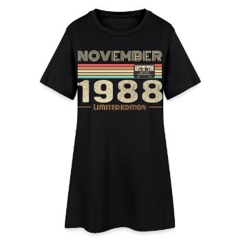 November 1988 Vintage Birthday Retro Tee - Robe T-shirt Femme - noir - Devant