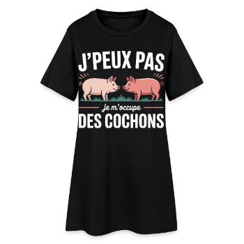 Ich kann mich nicht um Schweine kümmern, Bauernhumor - Frauen T-Shirt-Kleid - Schwarz - Vorne
