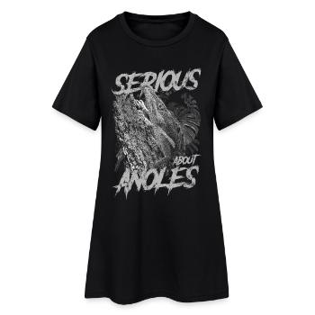 Ernsthaft über den kubanischen Ritter Anolis Reptilienhalter - Frauen T-Shirt-Kleid - Schwarz - Vorne