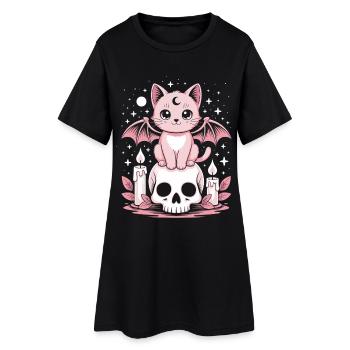 Chat Goth Pastel Kawaii - Robe T-shirt Femme - noir - Devant