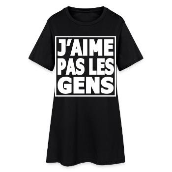 ICH MAG KEINE MENSCHEN – sarkastischer Humor - Frauen T-Shirt-Kleid - Schwarz - Vorne