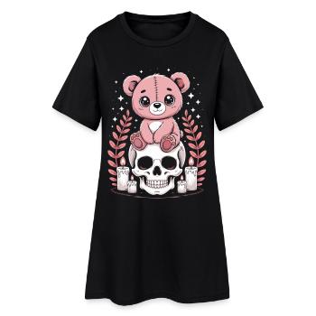 Kawaii Pastel Goth Patched Bear - Robe T-shirt Femme - noir - Devant