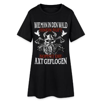 Appel de la forêt et hache – Sort viking - Robe T-shirt Femme - noir - Devant