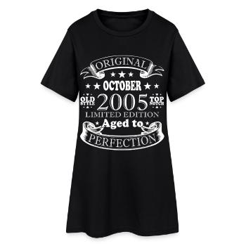 Octobre 2005 Vintage Rétro Anniversaire - Robe T-shirt Femme - noir - Devant