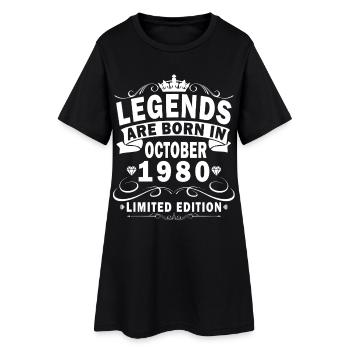 45th Retro Jubiläum Oktober 1980 - Oktober 1980 - Frauen T-Shirt-Kleid - Schwarz - Vorne