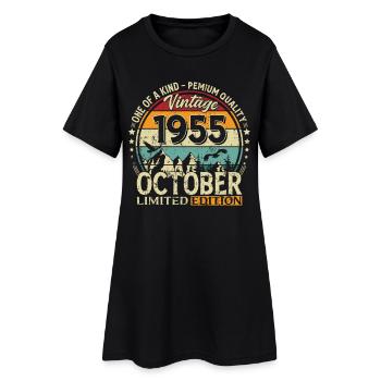 70. Geburtstag Vintage Oktober Jahrgang 1955 - Frauen T-Shirt-Kleid - Schwarz - Vorne