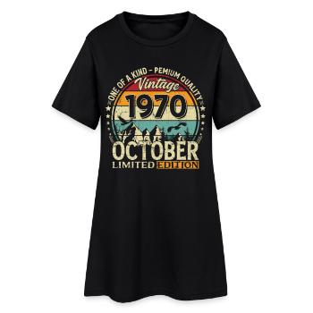 55ème Anniversaire Vintage Octobre Millésime 1970 - Robe T-shirt Femme - noir - Devant