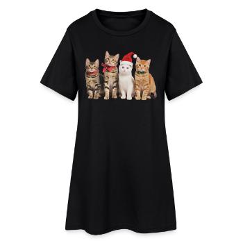 Chat à Noël - Robe T-shirt Femme - noir - Devant