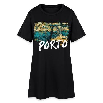 D. Luis Porto Brücke Bunte Douro Illustration - Frauen T-Shirt-Kleid - Schwarz - Vorne
